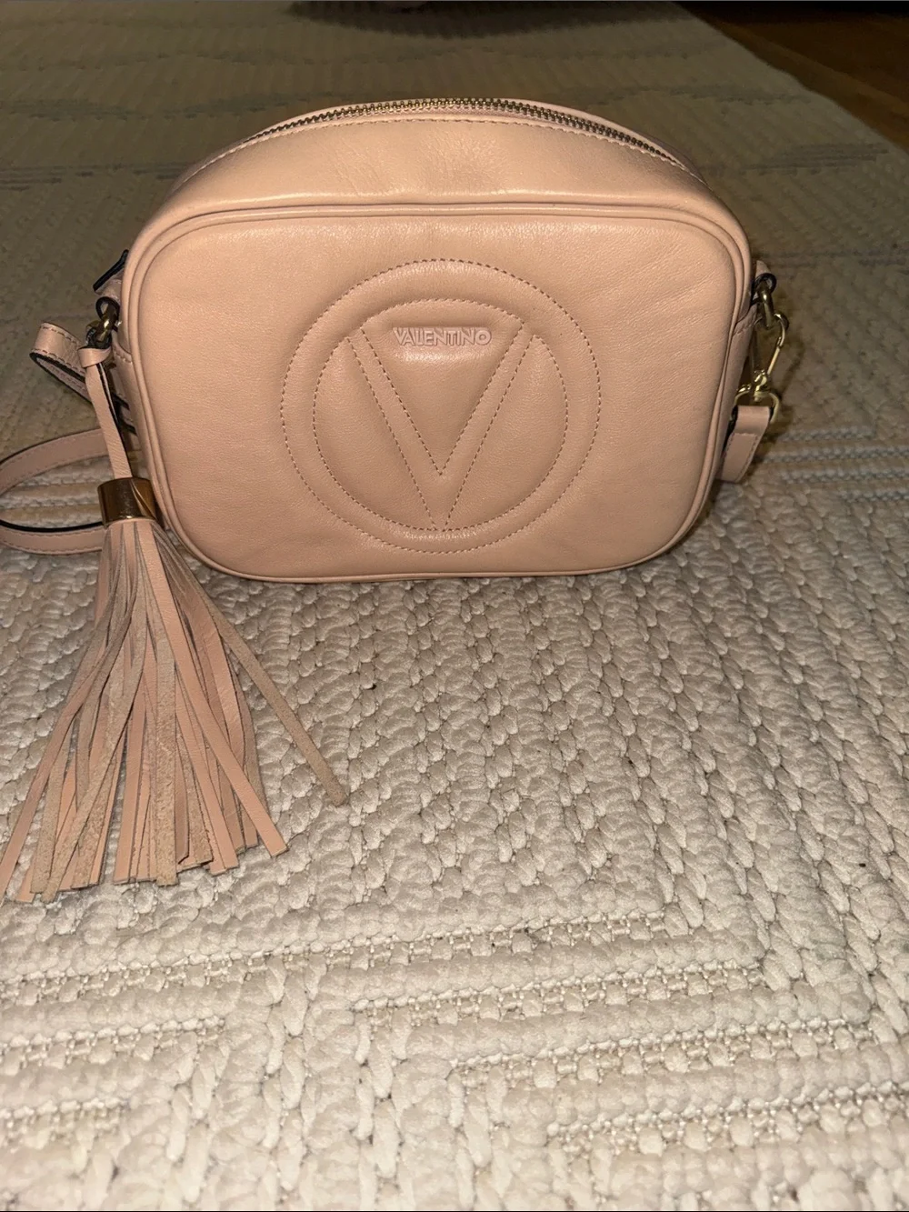 Valentino Garavani Blush Pink Leather Crossbody with Tassel lightly worn